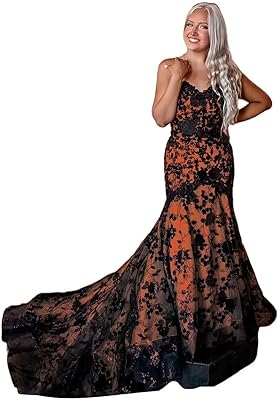 knee length dresses for ladies Vintage Inspired Gothic Black Lace Beaded Mermaid Wedding Dress Plus Size Size 2 / Black main image 1