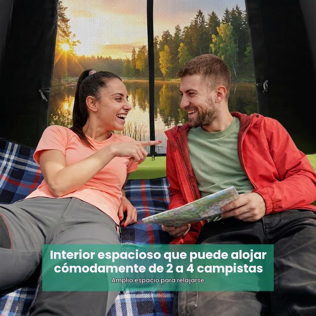 GOPLUS Tienda de Campaña Pop-up para 2-4 Personas, Tent Instantánea para Playa, Impermeable 2000 mm, Tela Oxford y Varilla de Fibra de Vidrio, Protección 50+ para Camping Pesca, 235 x 235x170 cm