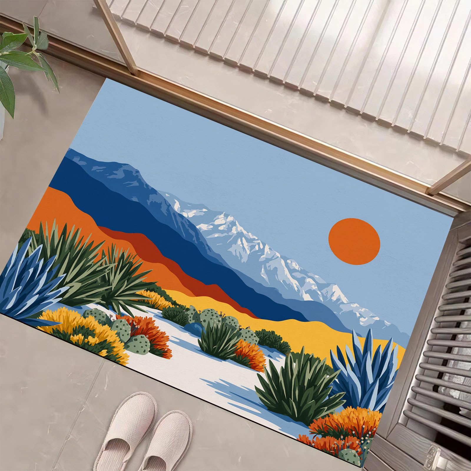 Tapis de Noël Antidérapant Paysage Désertique Paillasson Grand Format pour Porte d'Entrée