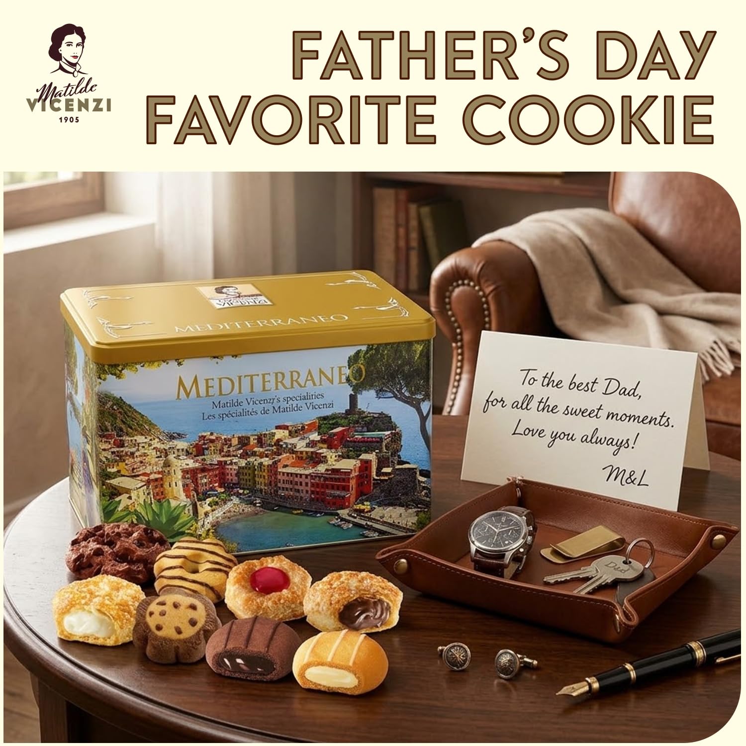 Matilde Vicenzi Mediterraneo Cookie Gift Tin - Pastries & Cookies in Individually Wrapped Trays - Gourmet Gifts for Hosts, Birthdays - Assorted Cookies in Italian Design Tin 32.5oz (920g) view 2