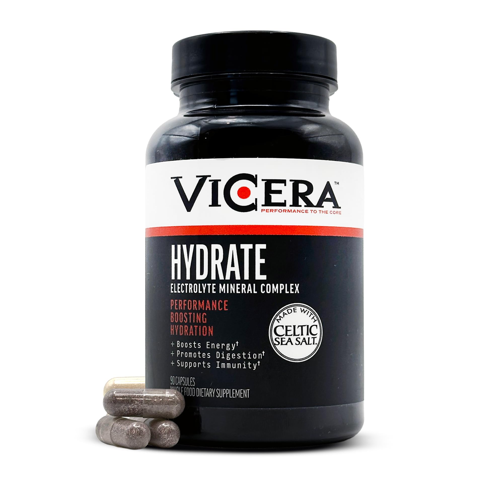 ViCera Electrolyte Capsules, Hydration Supplements with Celtic Sea Salt, Magnesium, Calcium, Choline, Potassium, Probiotics and Trace Minerals, Gluten