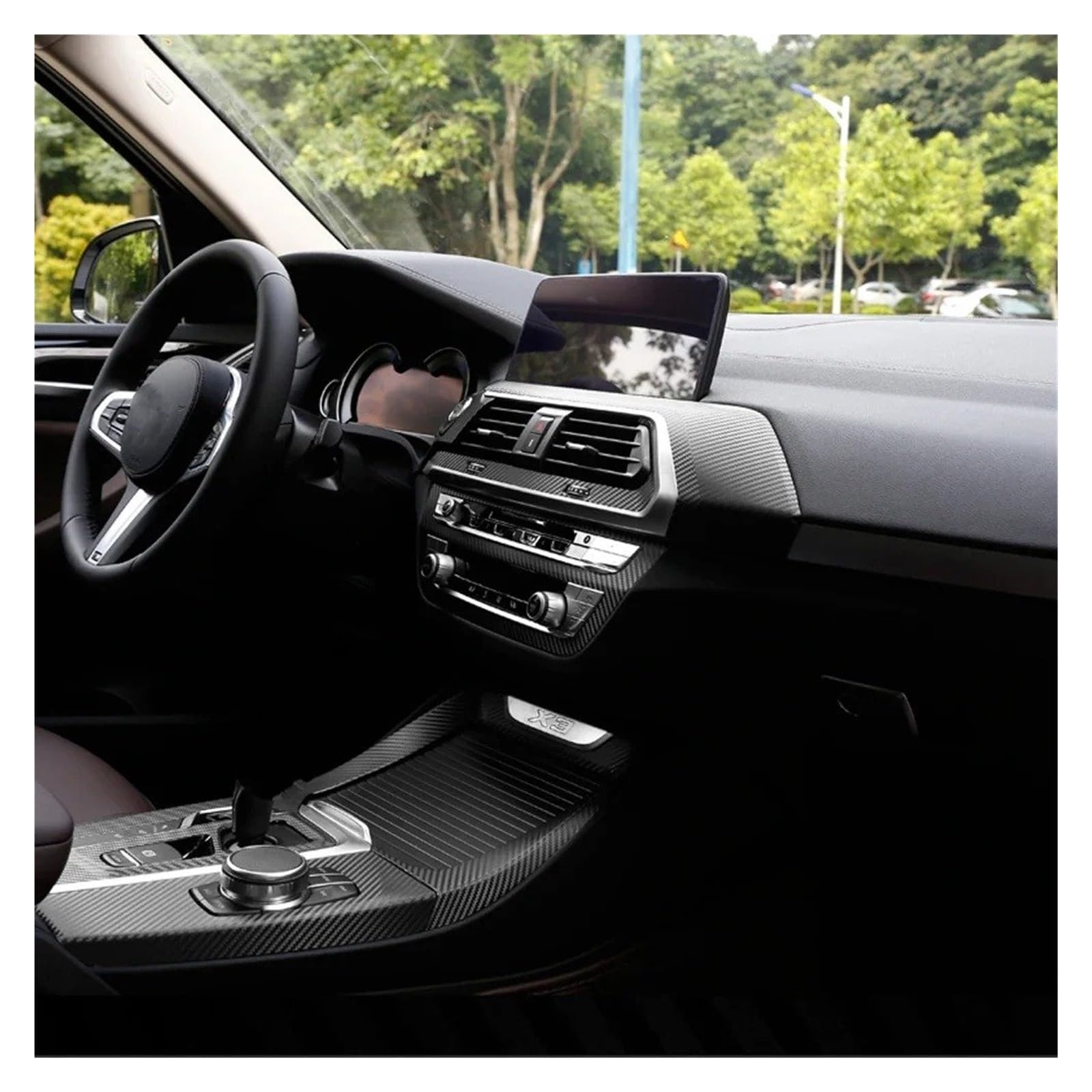 Innenausstattung Für Für X3 Für X4 G01 G02 2018-2020 Auto Styling Zubehör Innen Zentrale Steuerung Panel Tür Griff Carbon Faser Aufkleber Aufkleber(Ice matt blue,Style b,RHD)