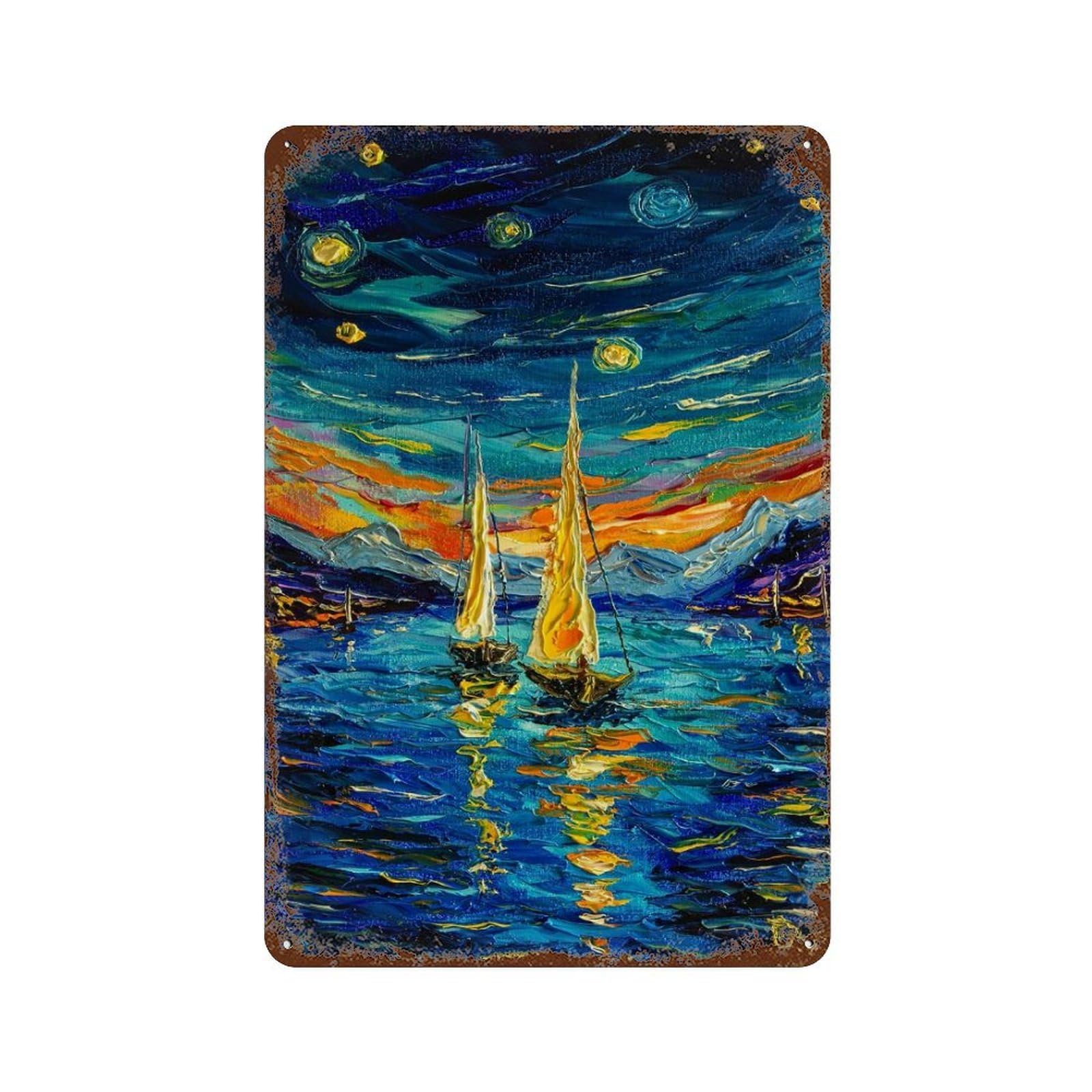 Sailing Dreams 11.8"x7.9" Vintage Rust Metal Sign, Novelty Wall Decor for Living Room, Hallway And Home Decor