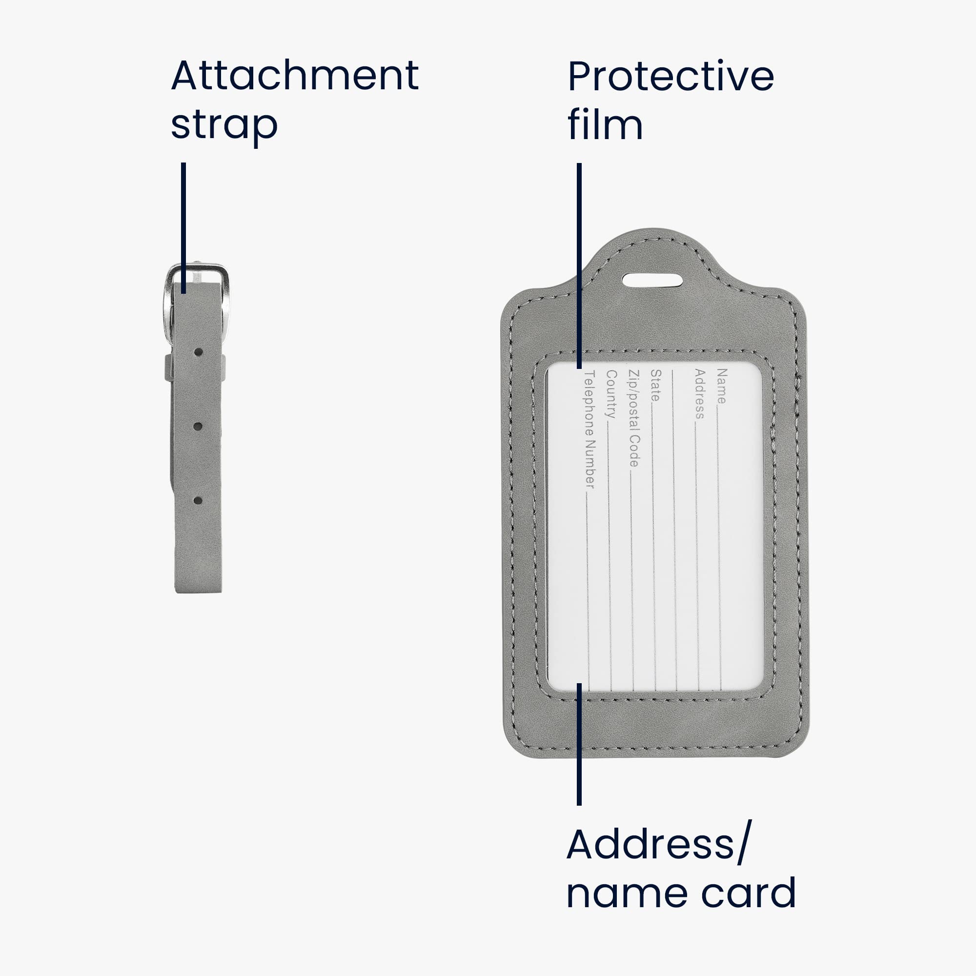 Set 2 Targhette Bagaglio In Similpelle - Portatesserino Per Valigie, Oro Rosa, 11x7cm - Foto 11