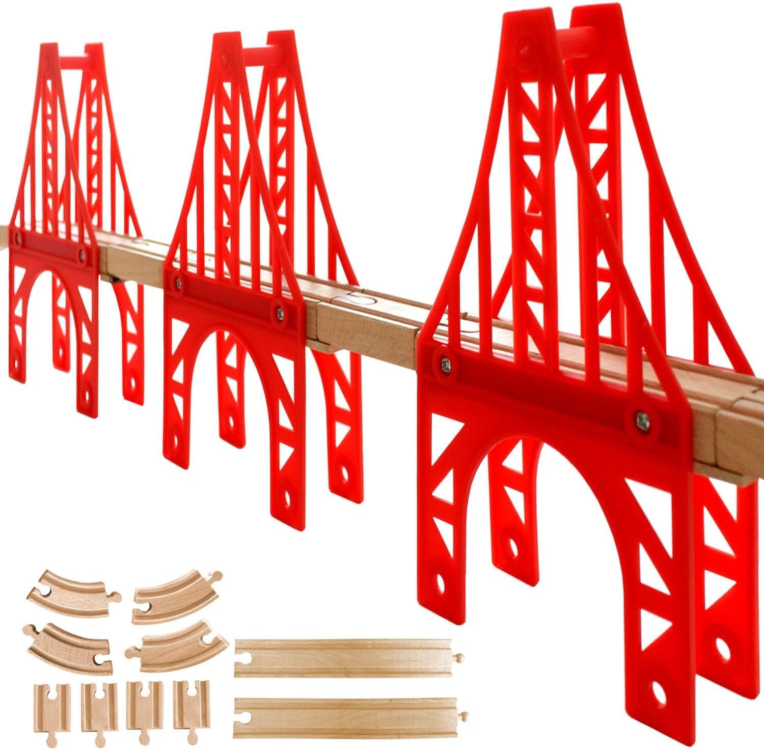 3 Suspension Bridge, Train Bridge, Wooden Train Bridge, Train Tracks Compatible with All Major Brands