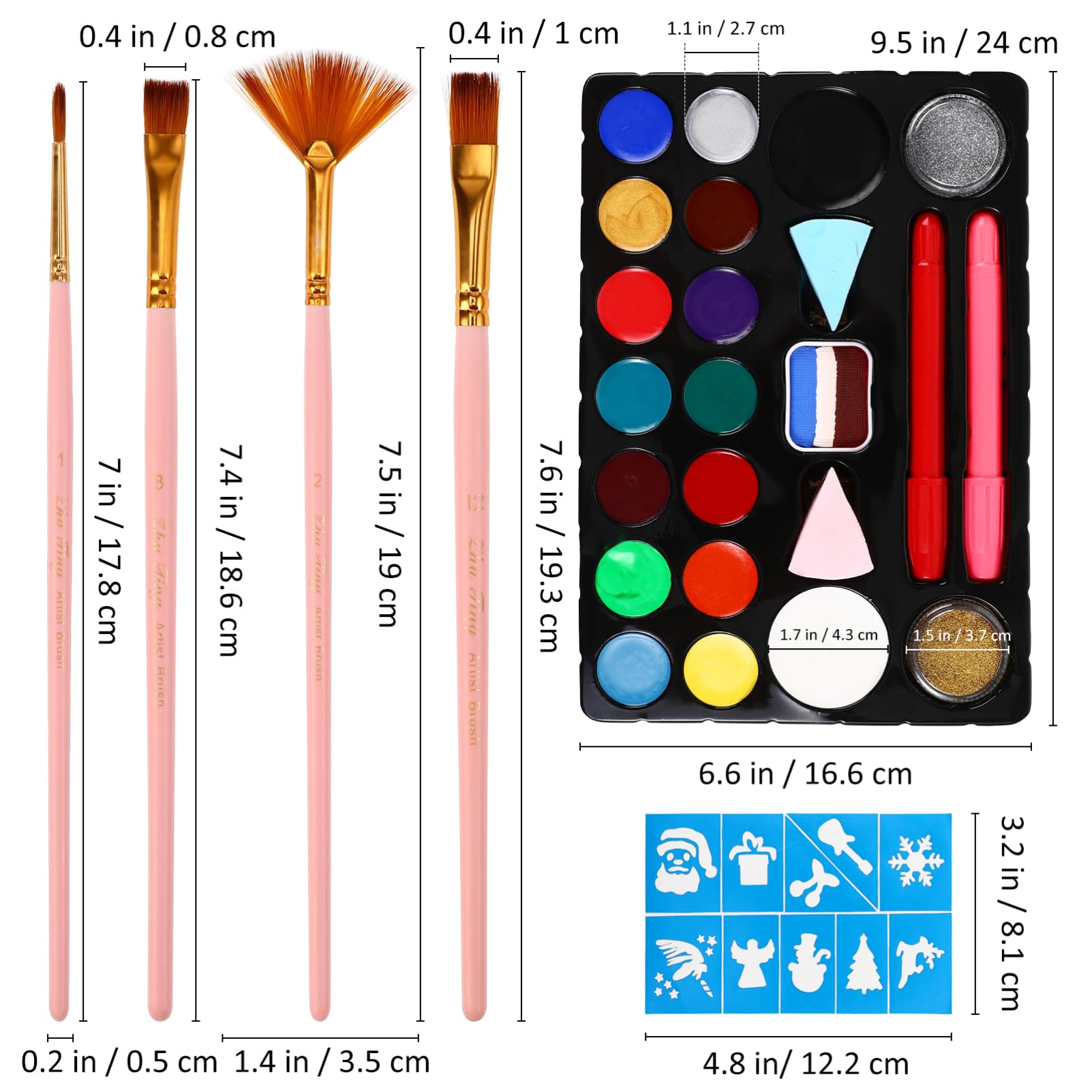 Housoutil 1 Set Face Painting Kit with Matte Brushes Compressed Powder Versatile Body Paint Palette for Festivals Cosplay and Easy Makeup Application Quick Drying Vibrant Colors