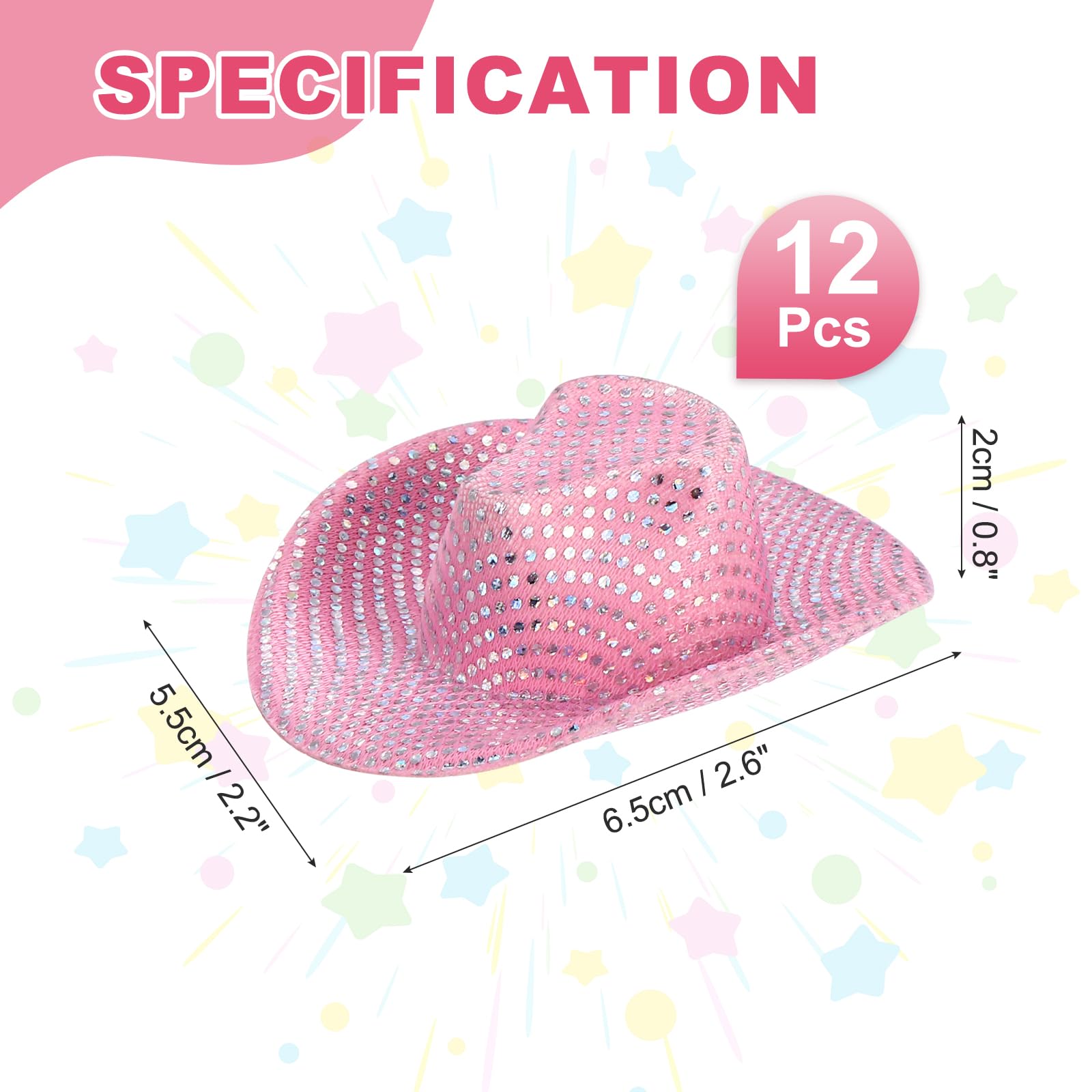 PATIKIL Mini Cowboy Hats, 12 Pcs Miniature Western Cowboy Hat for Crafts Party Decoration, Doll Pet Dress Up - Image 2