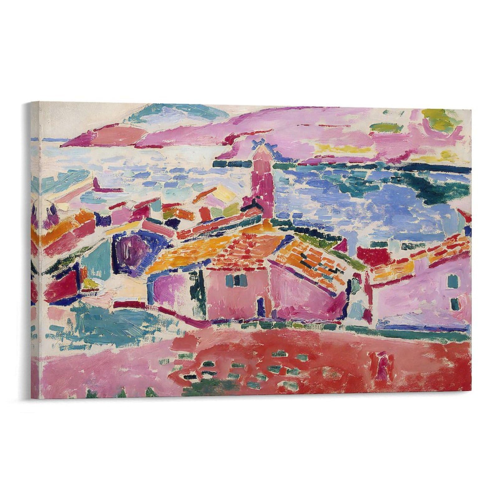 Yieanbao Frame Henri Matisse Poster Fauvist Famous Painting (View Of Collioure) Canvas Print Art Poster, Wall Art Home Decoration Painting; ; 24X36inch(60X90cm)