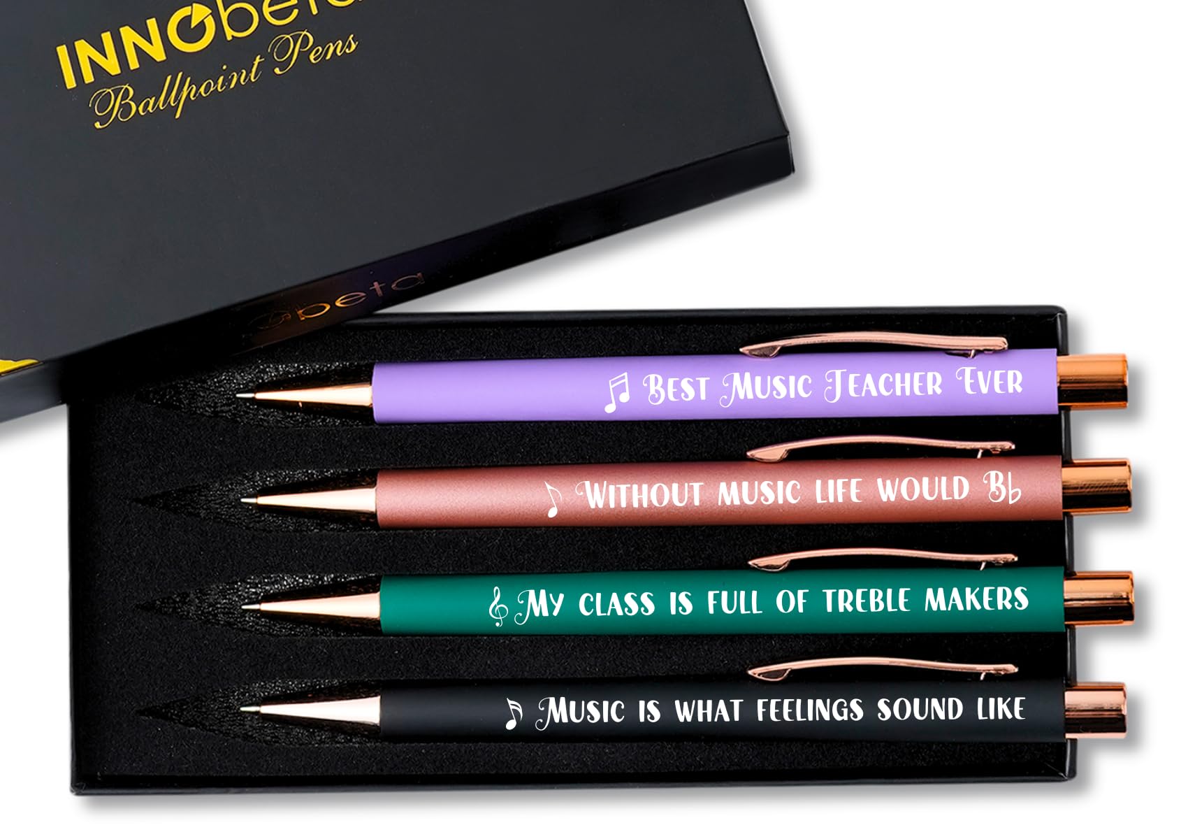 InnoBeta Music Teacher Gifts for Women, Ballpoint Pen Set of 4, Funny Gifts in Teacher Appreciation Day, Birthday, Christmas - Best