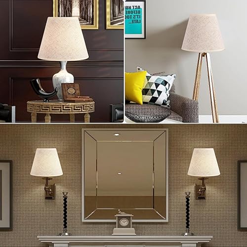 Miniatura 6 de Paquete de 4 pantallas de lámpara de lino natural, pantallas de tambor de 5.9 pulgadas superior x 9.8 pulgadas inferior x 7.8 pulgadas de alto,