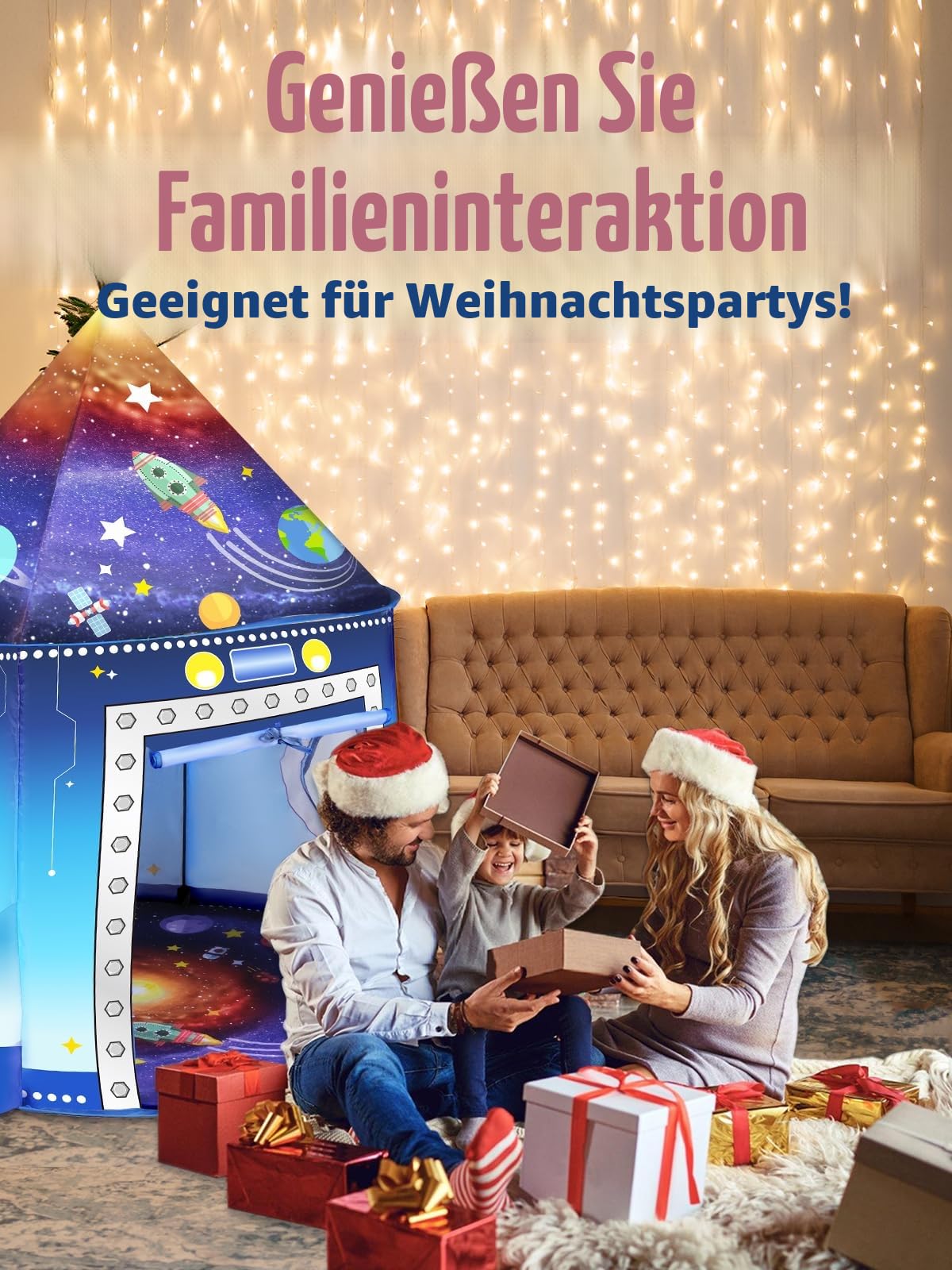 Zelt Für Kinder Spielzelt Raketenspielzelt Spielhaus Kleinkinder Jungen Zelt drinnen draußen großes Raumschiff Astronauten Pop-up tragbares Heimkostümparty Geburtstagsgeschenk