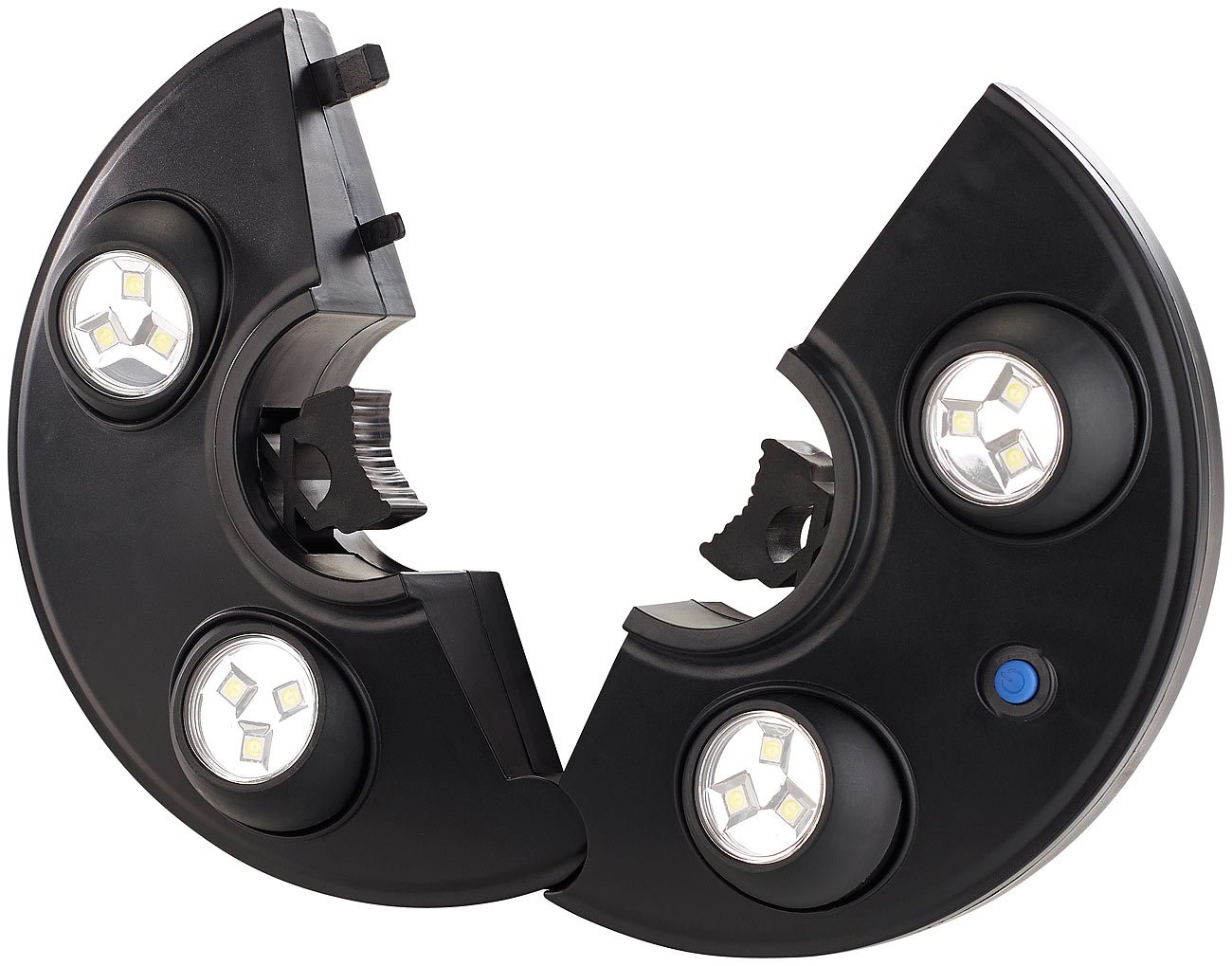 Luminea Schirmbeleuchtung LED: LED-Schirmleuchte LSL-250 mit 4 dreh- und dimmbaren Spots, 250 Lumen (Sonnenschirmbeleuchtung, Schirmlampe, Zelt)