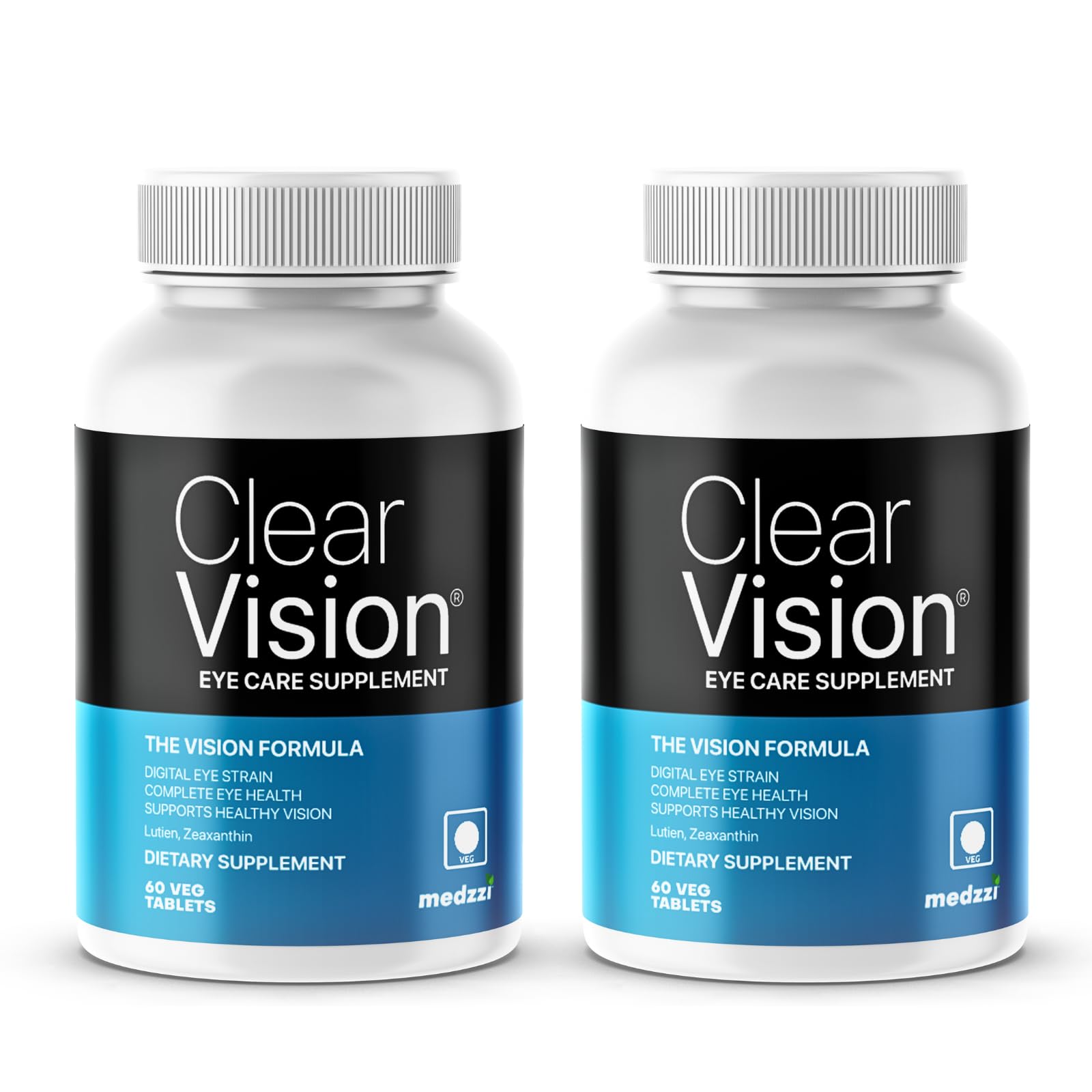 Medzzi Clear Vision Eye Health+ with Lutein, Zeaxanthin 60 Veg Tablets (Pack Of 2) | Supports Healthy Vision | Reduces Digital Eye Strain