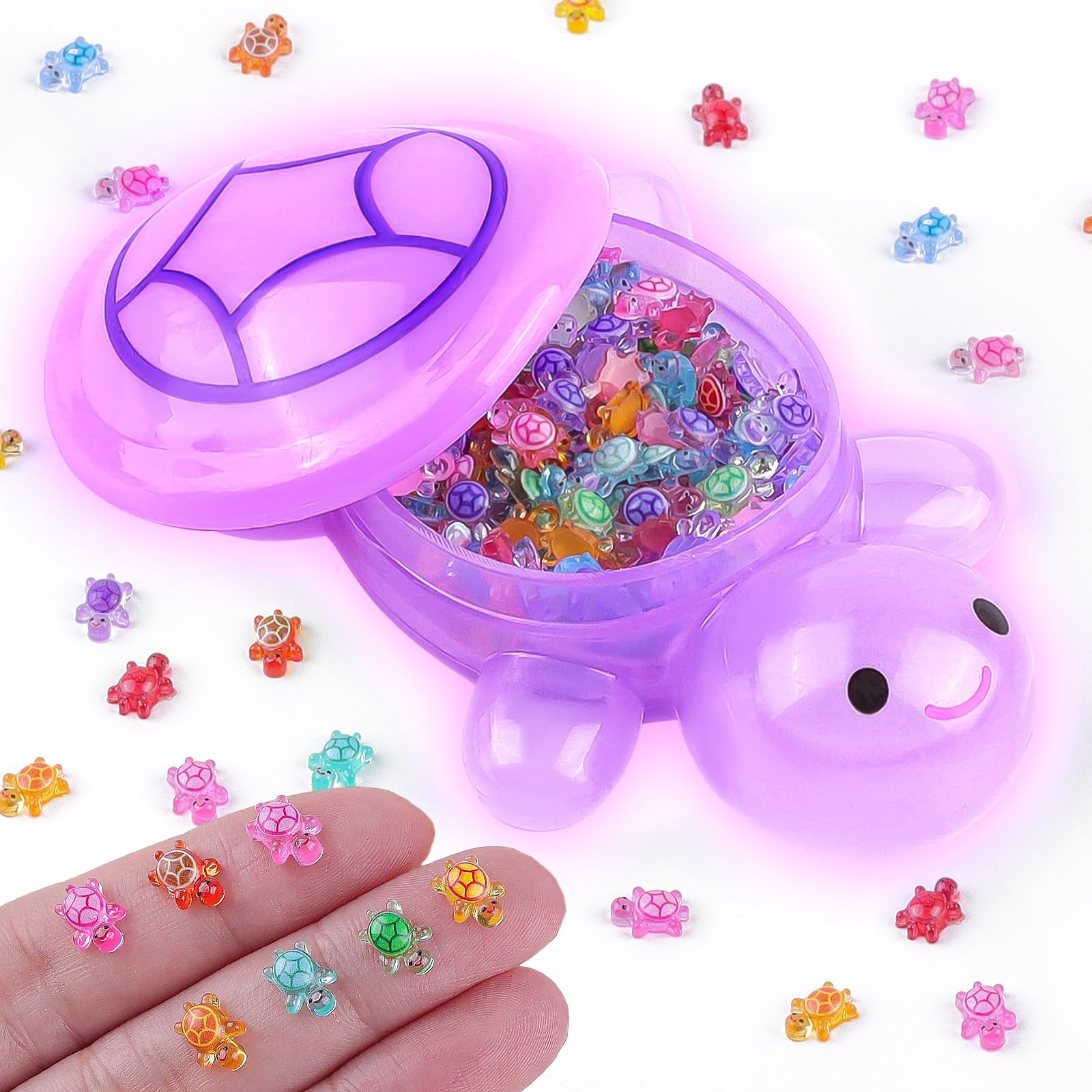 200 Pcs Resin Turtle Mini Jumbo Purple Turtle Figurines Glow In The Dark
