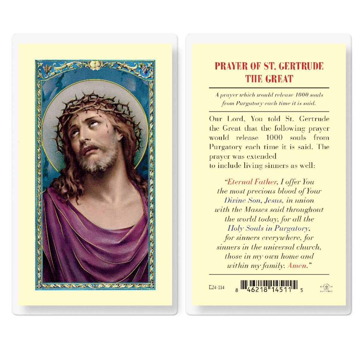 St. Gertrude Prayer for Souls in Purgatory Laminated Holy Cards, 25-Count Value Pack