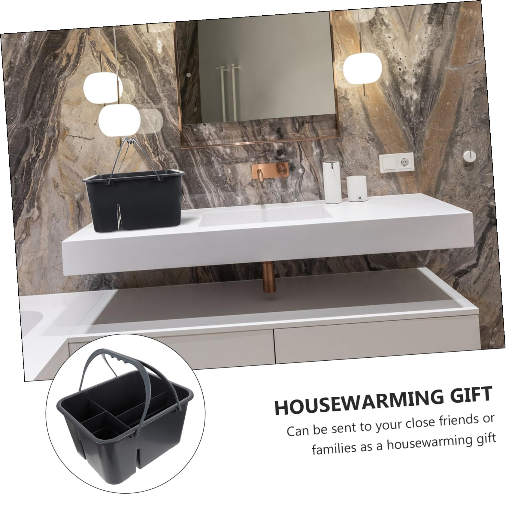 POPETPOP Panier pour Organisation à 4 Compartiments de Rangement en Plastique Poignée Portable et Rangement pour Salle de Bain des Accessoires