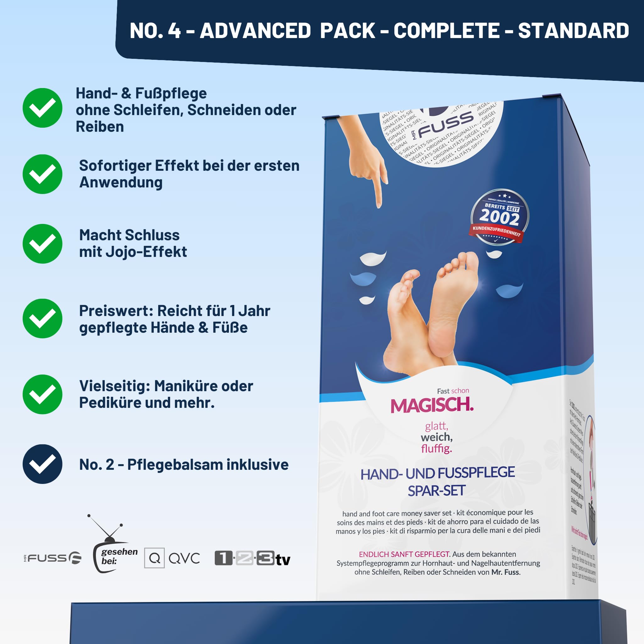Mr. Fuss No. 4 Advanced Pack Complete, Hornhautentferner, Hornhaut Entfernen Fuß, Fußpflege, Fusspflege, Hornhautentferner Lösung, Fuß Hornhaut Entferner, Nagelhautentferner Flüssig, Anti Hornhaut