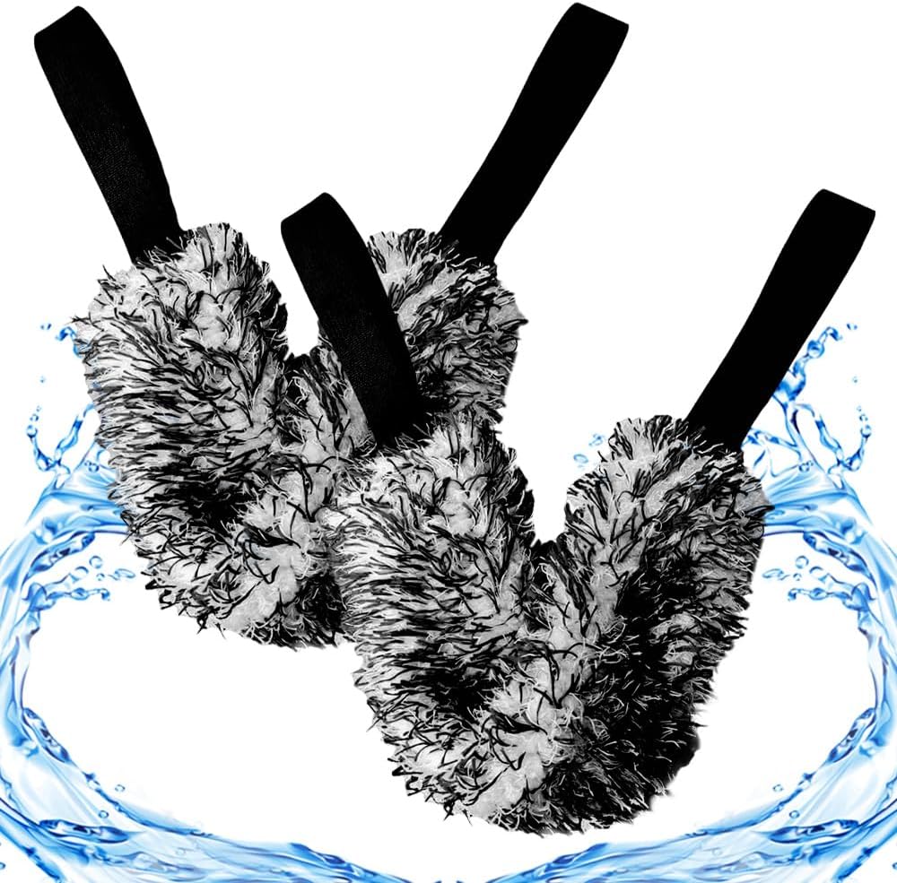 2 Pcs Car Wheel Cleaning Brushes, Microfiber Wheel Brush Set, Tire and Rim Cleaner Brush for Detailing, Multi Use Car Wash Brushes for Interior Engine Bay, Durable Cleaning Tool Kit Black