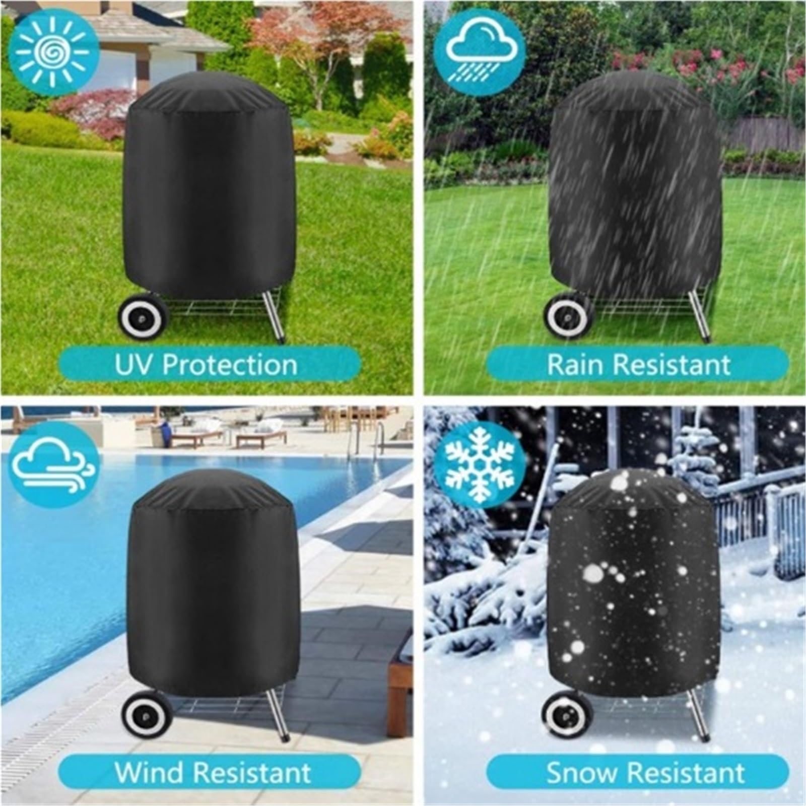 Copertura Rotonda Barbecue Esterni Coulisse | Copertura barbecue gas esterno impermeabile resistente raggi UV sbiadimento antivento anti-UV(Grijs,61*72cm)