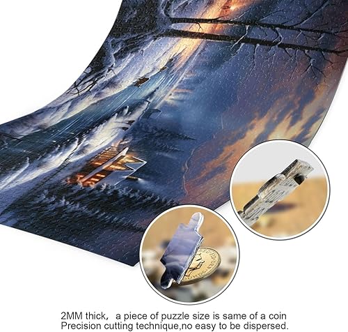 Miniatura 3 de Winter Snow View Jigsaw Puzzles 500 Pieces for Adults,Learning Educational Puzzles,Difficult and Challenge Families Toys with Mesh Storage Bag