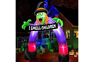TURNMEON 8Ft Halloween Light Up Inflatable Witch Banner Archways