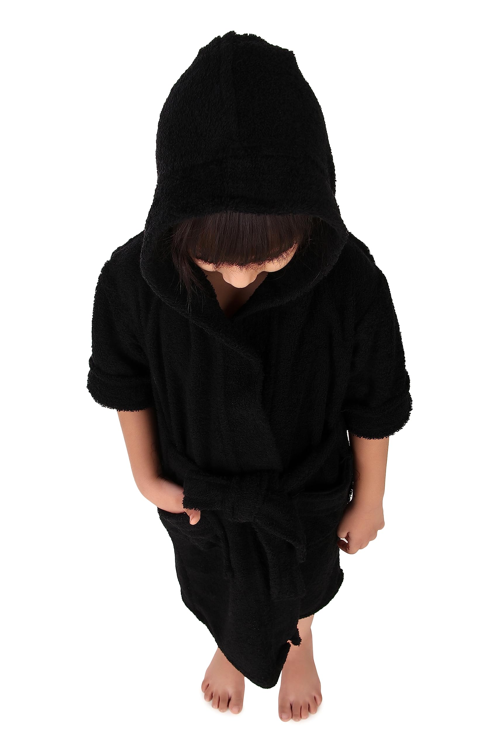 Comfortlooms Kids Bath Robe | Comfortable & Durable Cotton Bathrobe - Suitable for Birthday/Diwali/Christmas Return Gift Kids_Heavy_Hood_250_GSM_Black_30 2