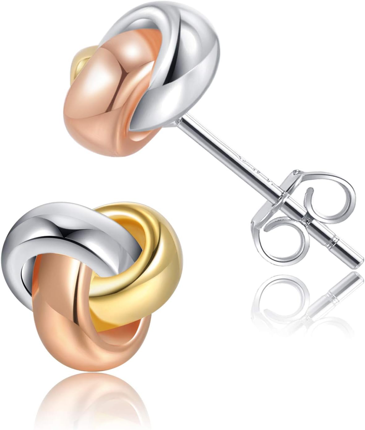 Chic artsy love knot earrings gold plated silver stud women