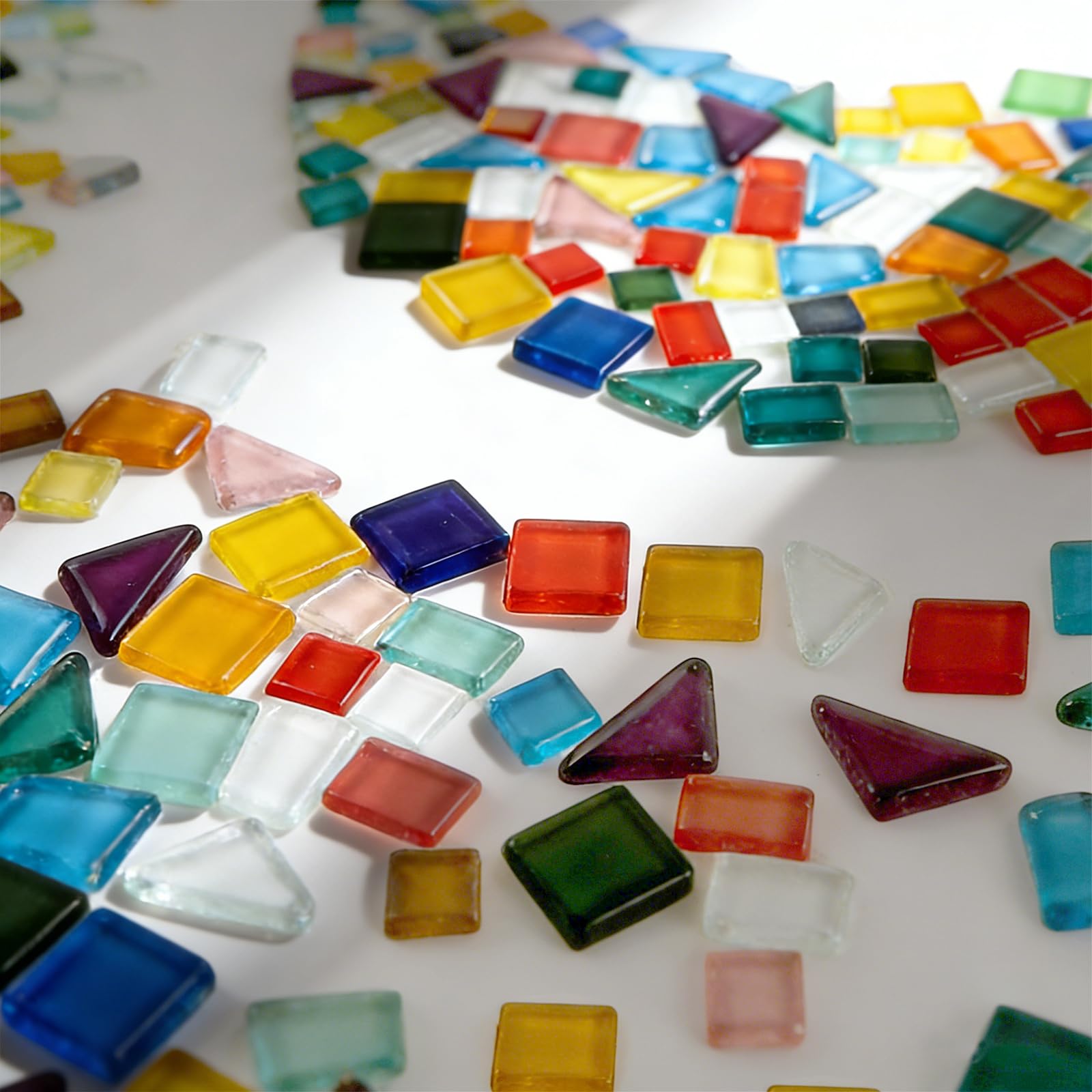 Piedras de mosaico de cristal para manualidades, 1 kg de azulejos de colores brillantes