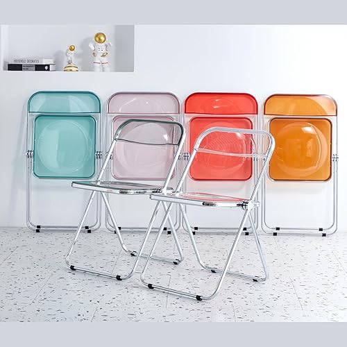 Miniatura 7 de Silla plegable ligera de acrílico transparente, silla plegable apilable a granel, sillas de eventos con marco de metal para fiestas exteriores y