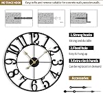 Grande horloge murale pour le salon de décoration - 60CM Silent Non-Ticking Horloges murales en métal Batterie, ancienne Horloge murale décorative moderne pour chambre, cuisine, bureau, Farmhouse Decor