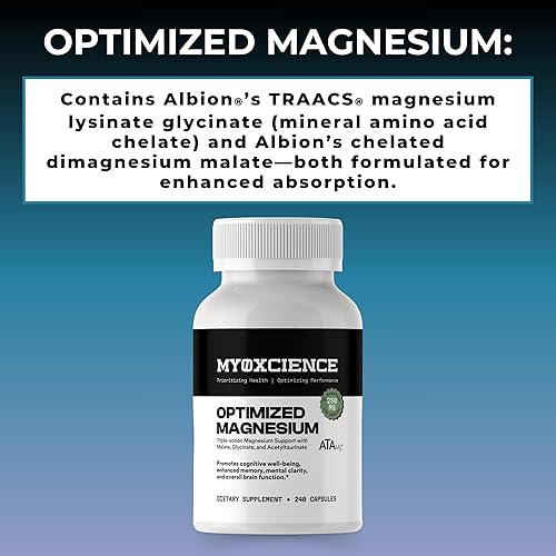 Miniatura 4 de MYOXCIENCE Glicinato de magnesio optimizado + taurato de magnesio (como ATAmag) para una alta biodisponibilidad cerebral para apoyar el alivio