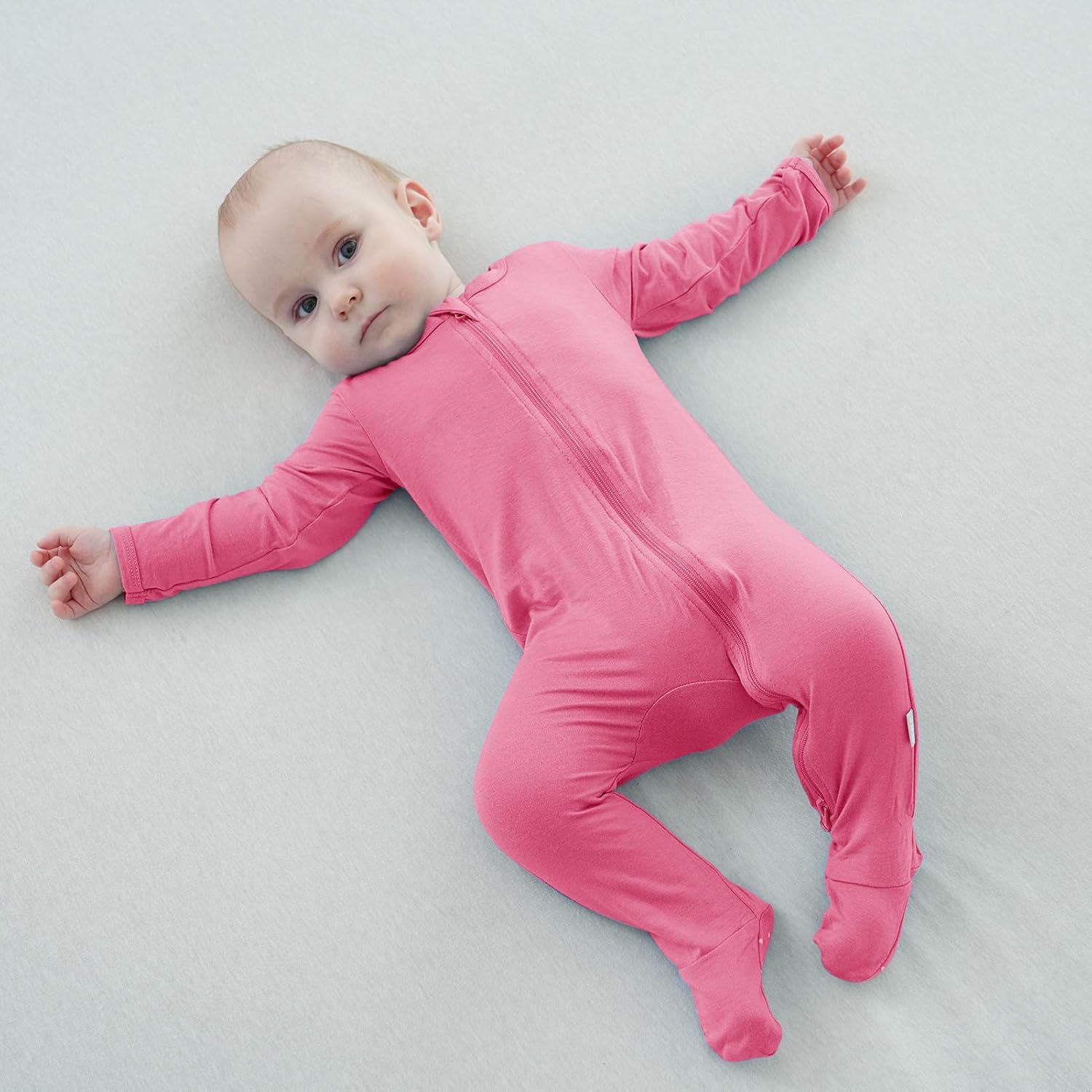 Baby Bamboo Rayon Romper Infant Footies Long Sleeve Double Zipper Outfits 2-Pack One-Piece Jumpsuits - Image 4