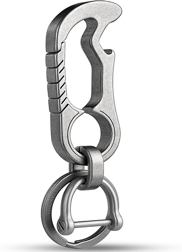 TISUR Clip de llavero de mosquetón de titanio, llavero multiherramienta, resistente cadena táctica para llaves de coche