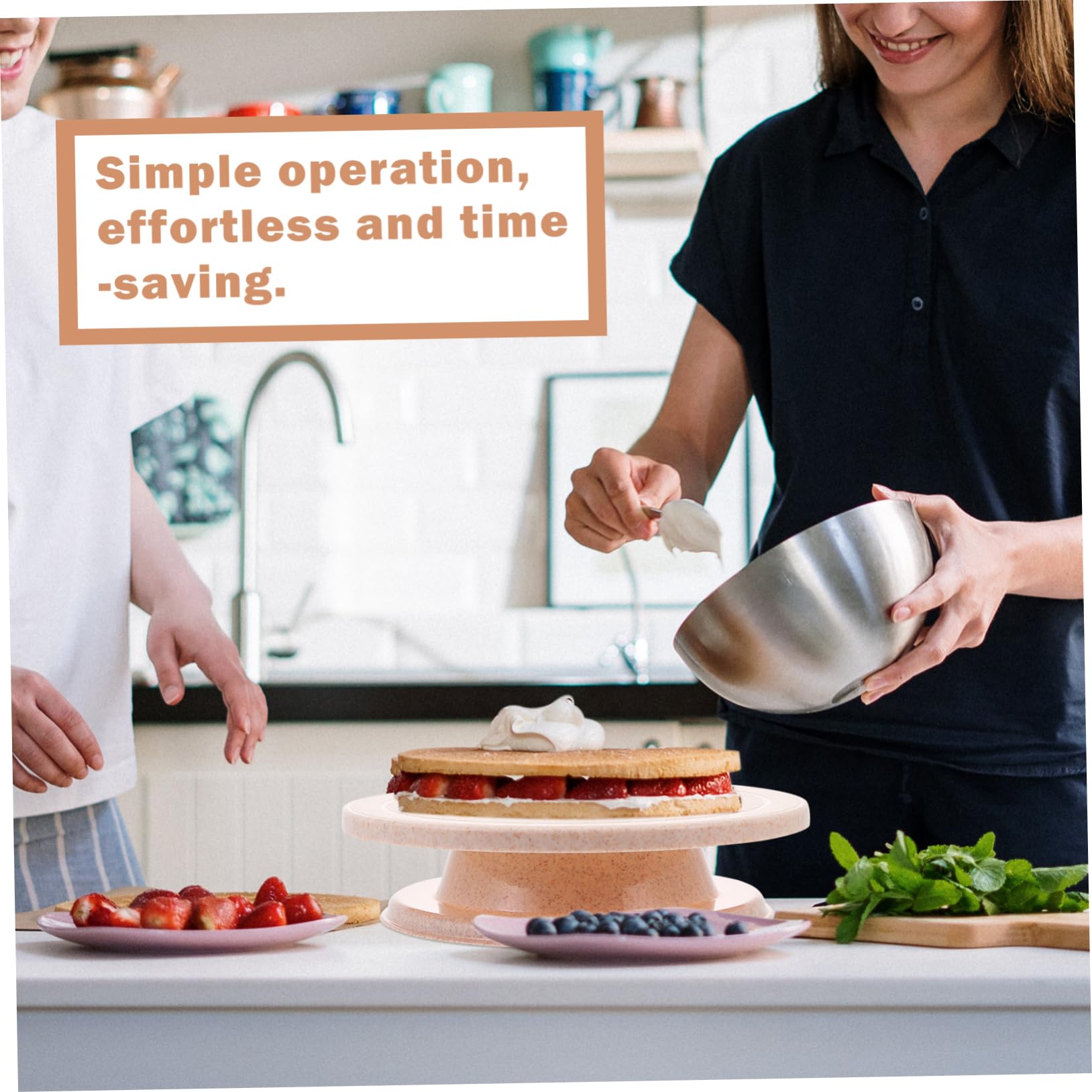 Kuchendrehteller-Set Zum Kuchenbacken Kuchendekorationstisch Und Werkzeugset Für Backzubehör Weizenfarbe Drehbares Design Für Einfache Dekoration