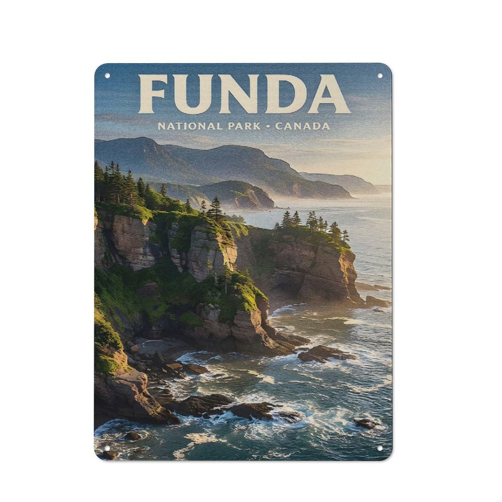 Junmoney Style-17 Fundy National Park Canada Coastal View Metal Wall Sign 40X30cm, Retro Decor For Workshop Wall, For Garage, Workshop And Man Cave Decoration