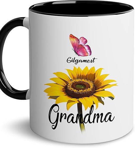 Regalos personalizados para la abuela (2 niños), taza de cerámica personalizada de 11 onzas y 15 onzas para abuela, mujeres con nombre de nietos,