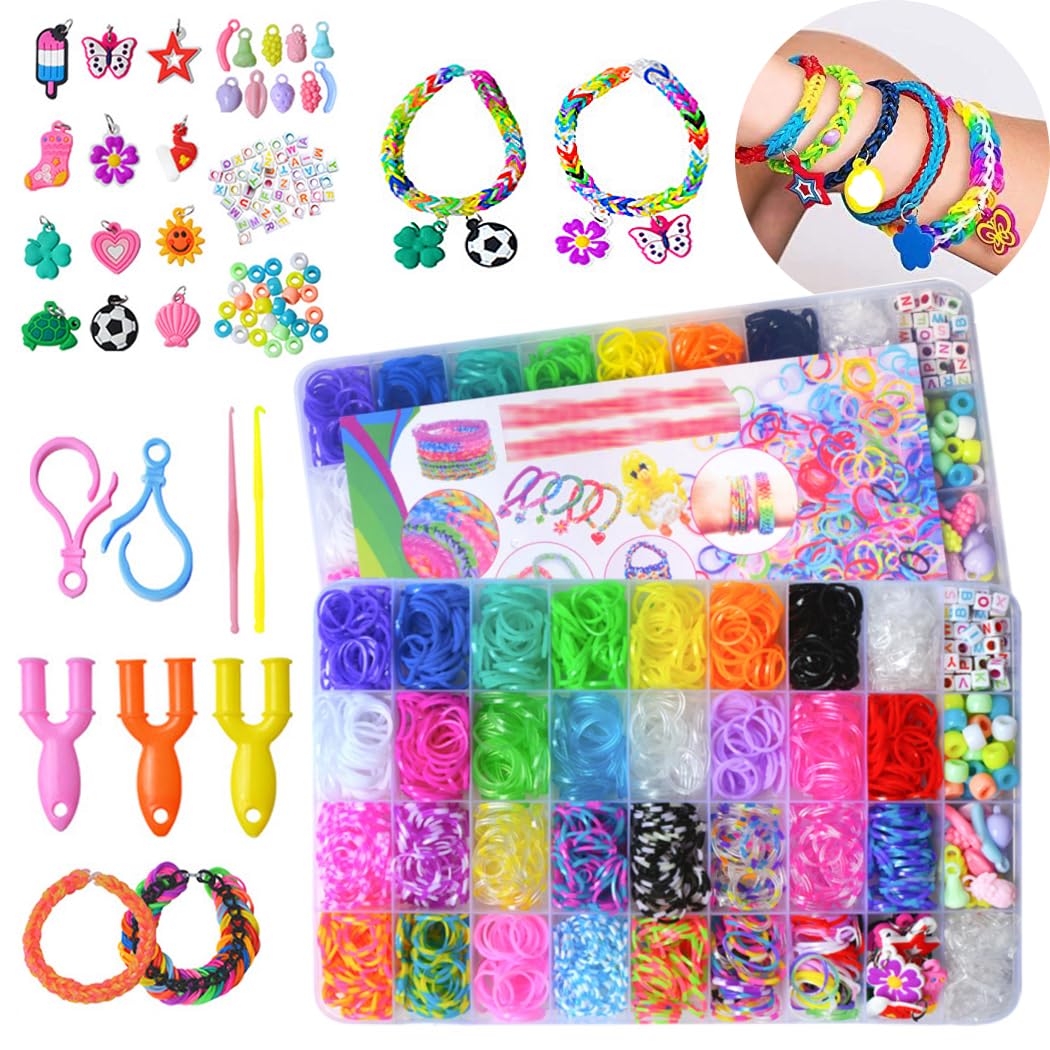 REVHQ 1600+ Rubber Band Bracelet Kit,30 Colors Loom Bracelet Making Kit for Art and Craft, Rubberband bracelets kit for Kids ages 6+