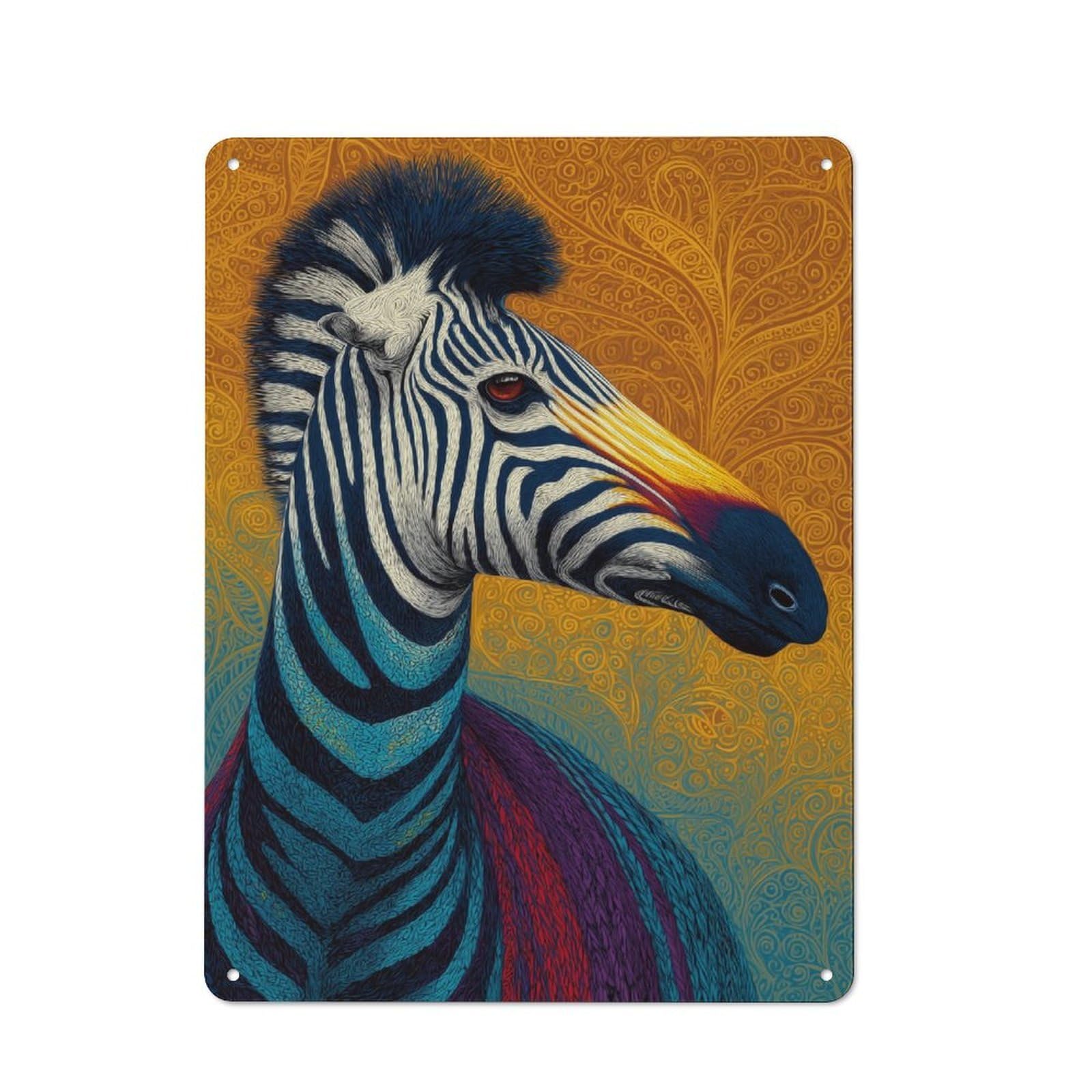 Junmoney Vibrant Zebra Artistry Retro Metal Wall Sign 40X30cm For Guest Room Or Hallway, A Housewarming Gift For Home Decor Collectors