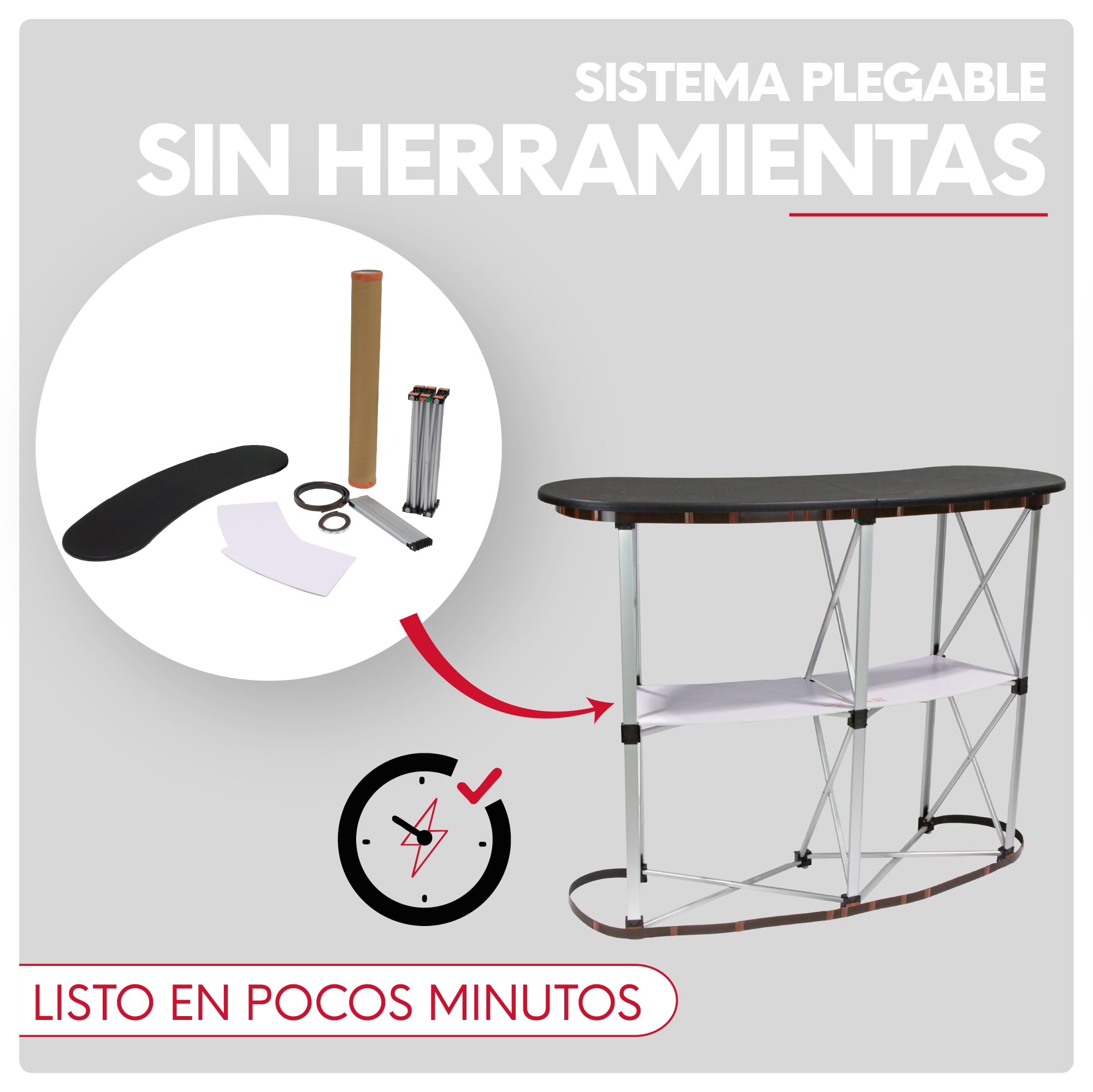 Mostrador Publicitario Magnético Ruan Plegable con Estante Interior y Bolsa de Transporte | Pop Up Promocional con Barras Magnéticas, Patas Regulables | Mostrador de Recepción | Gráfica 940x2010 mm