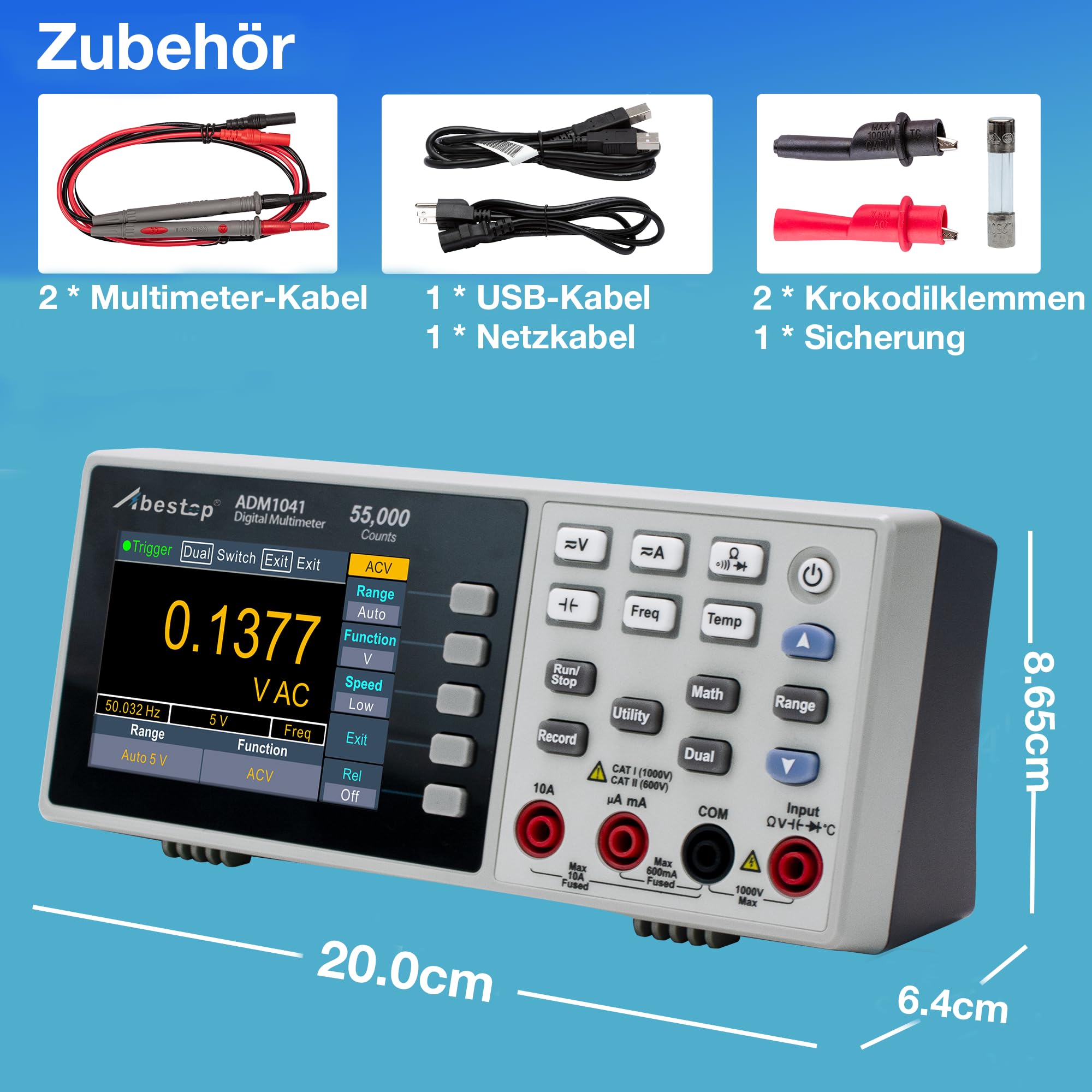 Tisch-Digitalmultimeter, True RMS, 55.000 Counts, Dual-Display | Datenlogging für Elektronikmessung und Reparatur