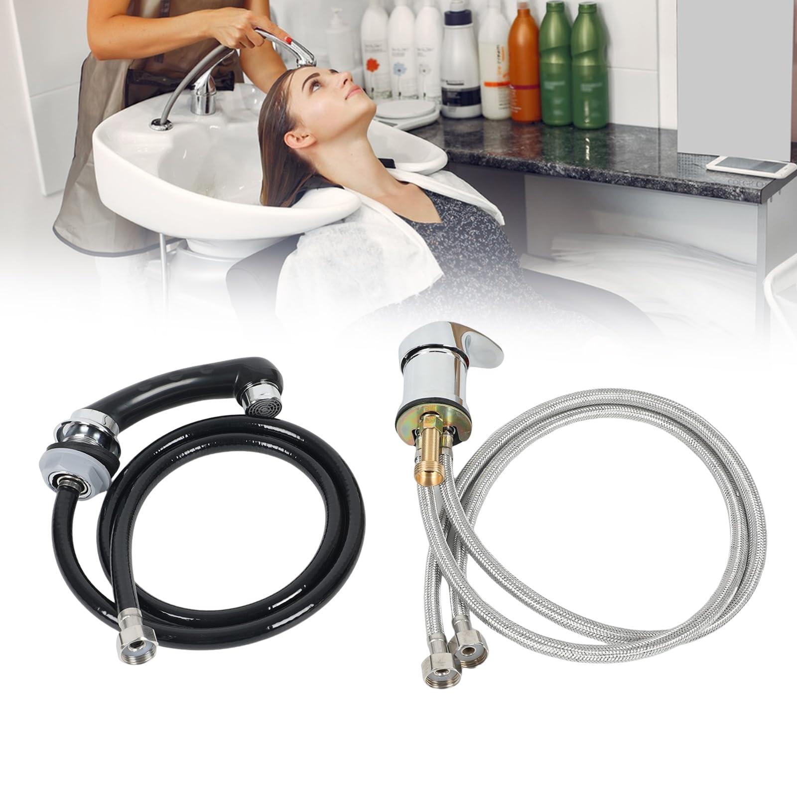 Soffione doccia e doccetta a mano, miscelatore standard a leva singola per poltrona da toilette e lavabo da parrucchiere