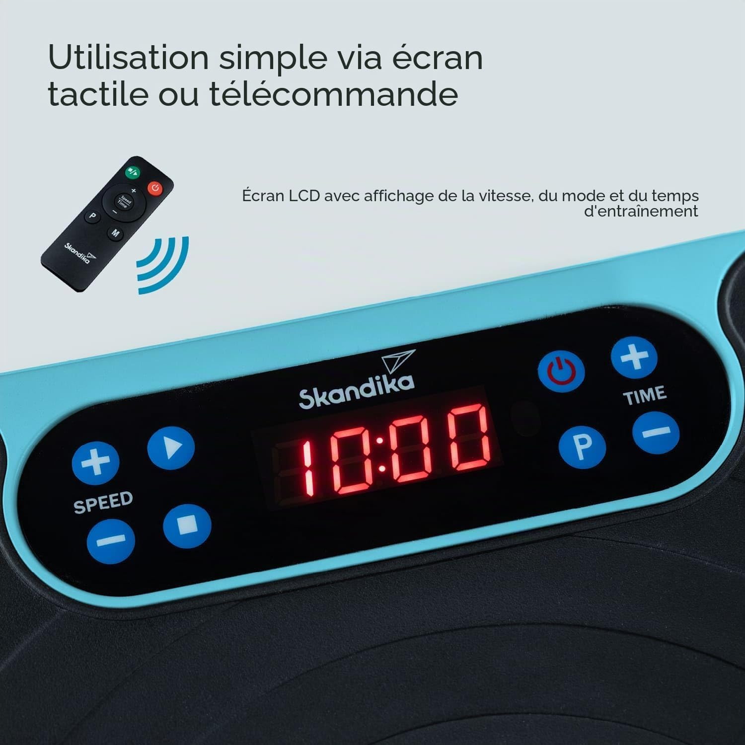 Skandika Plateforme Vibrante V2, 99 Niveaux D'intensité Oscillation 6 - 13 Hz, 3 programmes, Plaque Vibrante, Poignées et Bandes Amovibles, Écran LED, Surface Antidérapante, Télécommande, Max 120KG