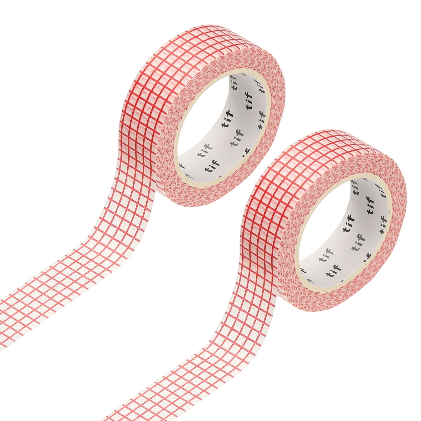 sourcing map 2 Rolls Grid Washi Tape, 0.6 Inch x 11 Yards Decorative Tape Colored Masking Tapes Crafting Supplies for DIY Crafts, Gift Wrapping, Scrapbook, Party Decorations, Red