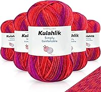 Vista 77 de 250g (5x50g) de hilo acrílico para crochet/tejido, hilo de gradiente de colores, 5 rollos de madejas, perfecto para cualquier proyecto de mini