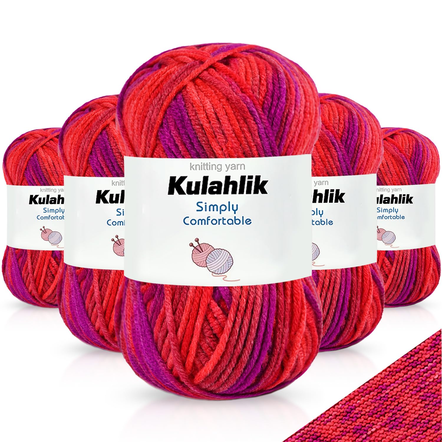 250g(5x50g) Acrylic Yarn for Crochet/Knitting, Colorful Gradient Yarn Thread, 5 Rolls Skeins, Perfect for Any Knitting Crochet and Crafts Mini Project — view 131