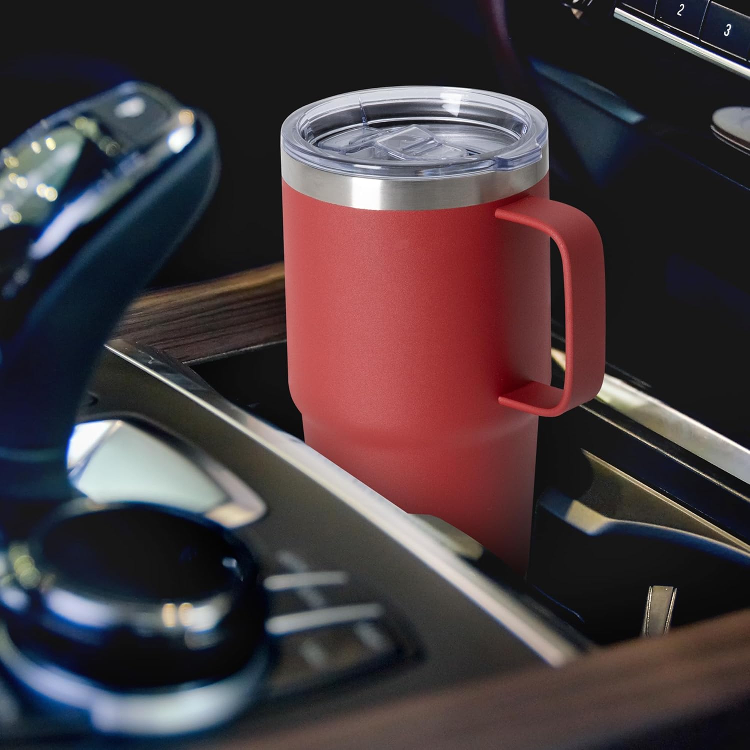 20oz Tumbler with Lid, Stainless Steel Tumbler with Handle, Metal Insulated Travel Coffee Mug with Handle, Double Wall Vacuum Spill Proof Tumbler Cup, Red 1 Pack - Image 6