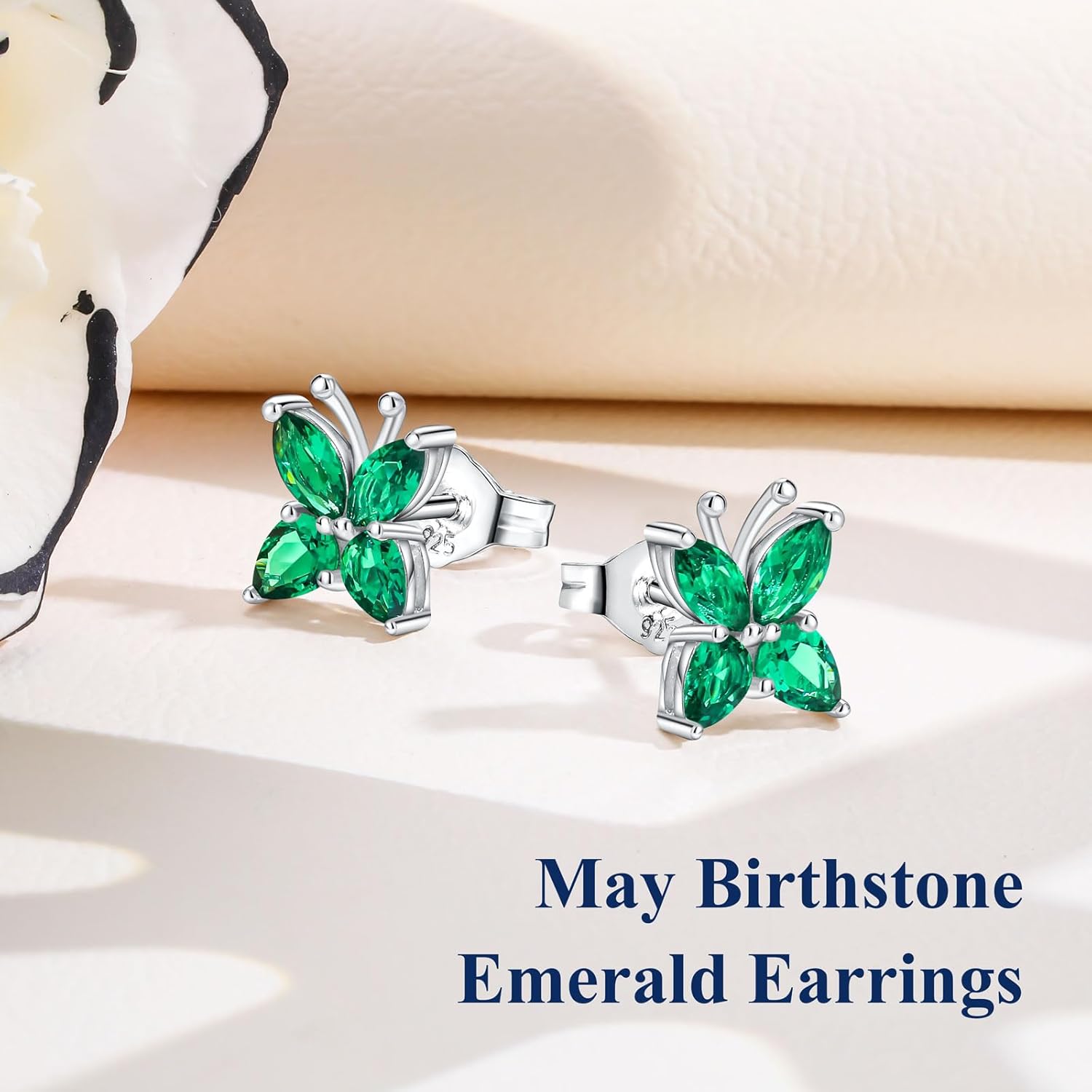 Small Butterfly/Dragonfly Stud Earrings 925 Sterling Silver/14K Gold Plated Created Gemstone Birthstone Studs Hypoallergenic Ear Jewelry Gift for Her - Image 3