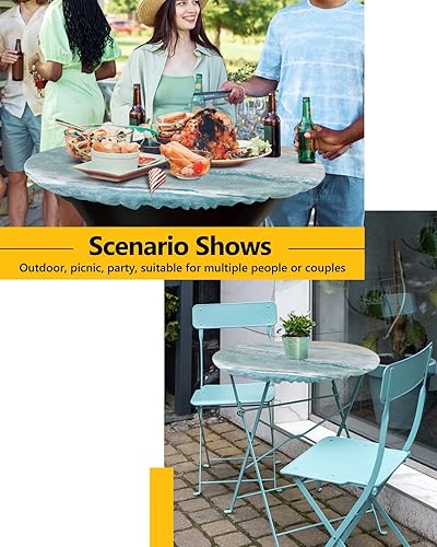 Miniatura 6 de Mantel redondo ajustable de verano de 45 a 54 pulgadas, para playa, playa, playa, playa, playa, impermeable, con bordes elásticos, lavables, para