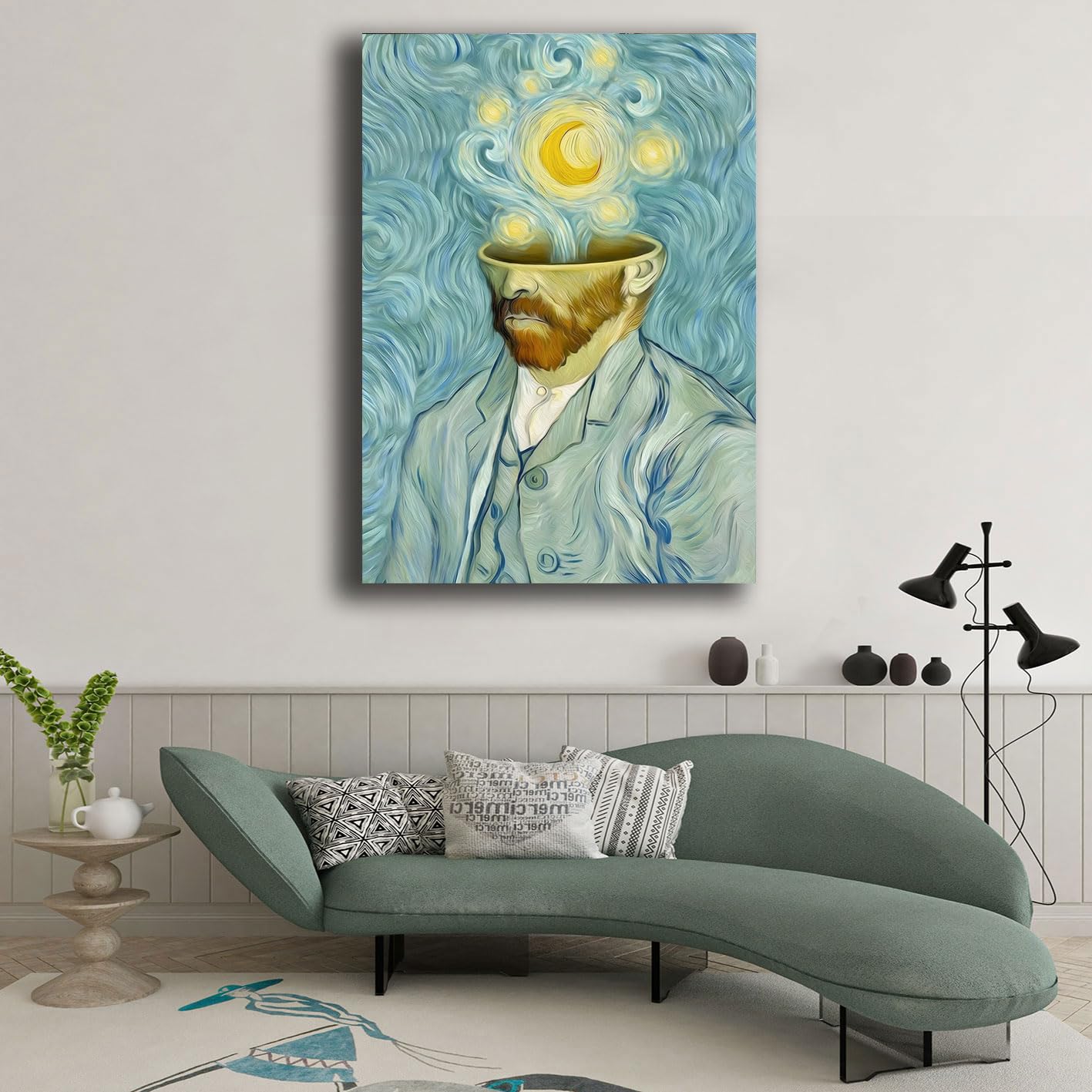 Printerland Quadro Moderno Camera da letto VAN GOGH Notte stellata Quadri moderni soggiorno da Parete Stampa su tela Canvas Decorazione Murale muro Arredo Salone (10, 30x40 cm, Canvas intelaiato)