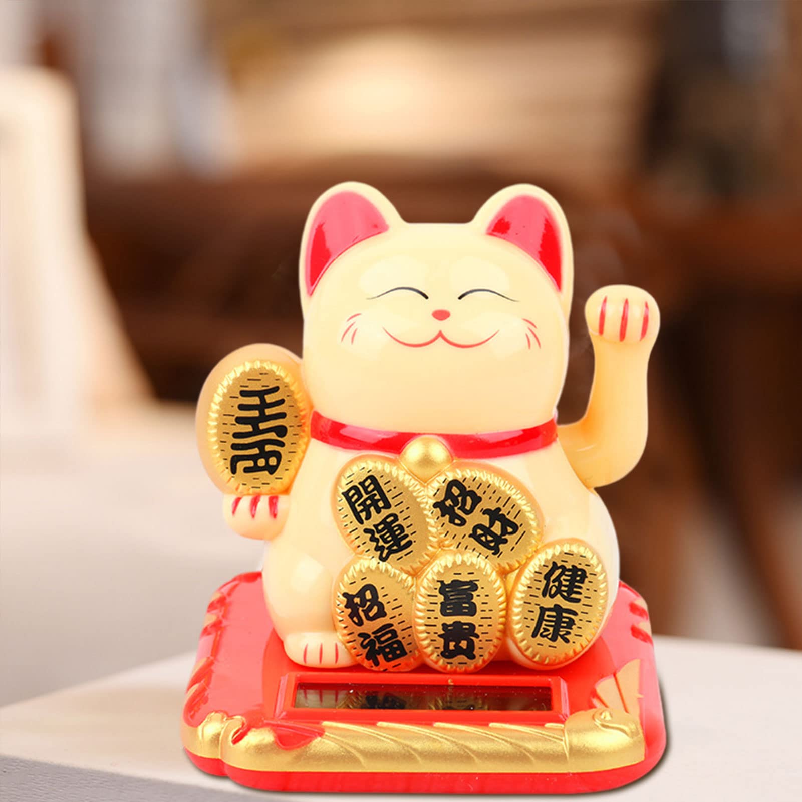 開運 宝くじ 非売品 ソーラー 招き猫 左手上げ 幸運 置物 チャンス